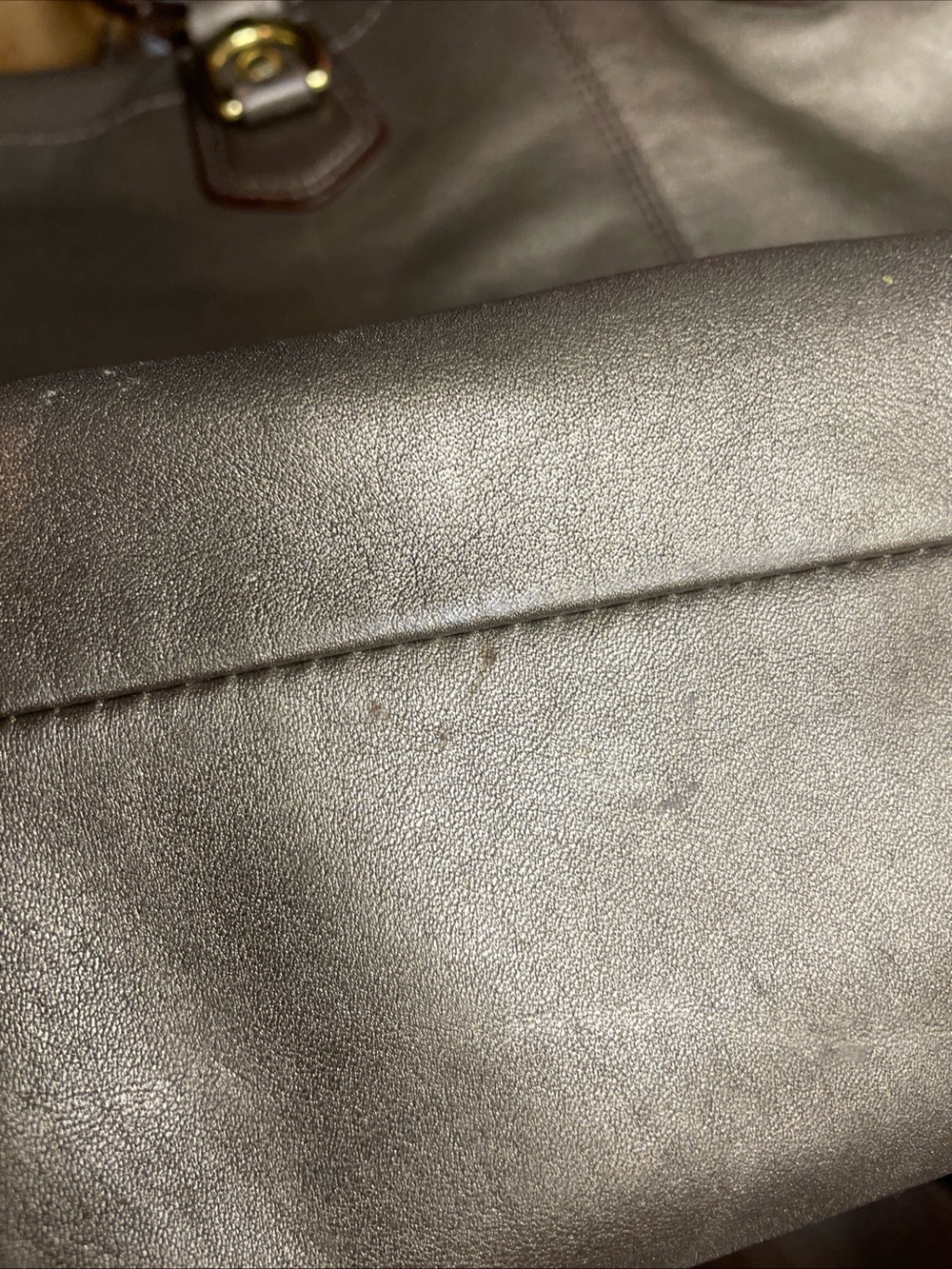 Coach Ashley Satchel Style F15513 Metallic Bronze Leather Carryall Shoulder Bag - Picture 14 of 16